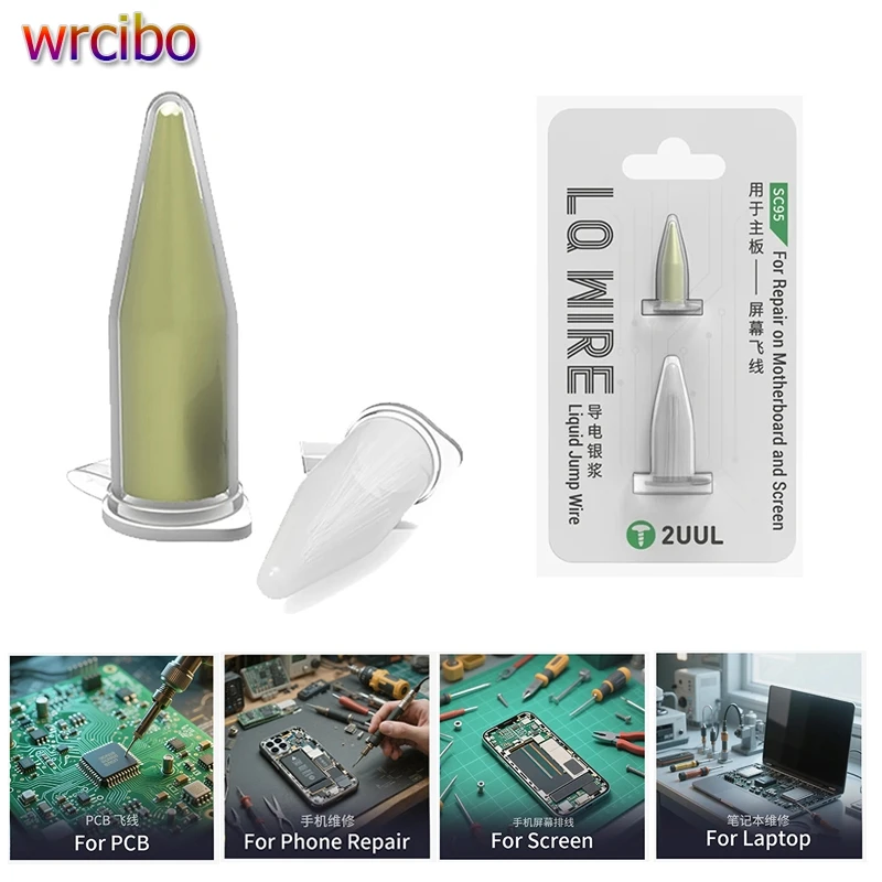 

2UUL SC95 LQ Wire Nano Conductive Silver Paste Гибкая линия экрана Ремонтная схема Летающая проволока Серебряная паста для ремонта телефона