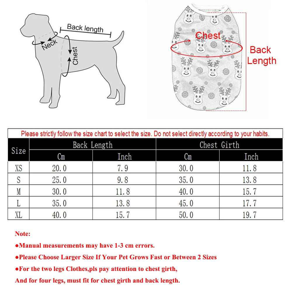 Christmas Dog Clothes For Small Medium Dogs Cats Xmas Deer Snowman Print Puppy T-shirt Pug Vest Coat Chihuahua Pug Pet Costumes