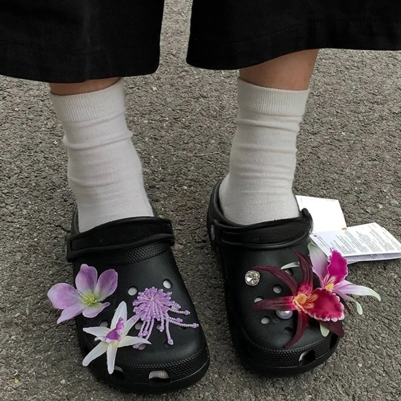 

Sandals Decorations Flower Shoe Accessories Removable Vacation Style Butterfly Orchid Shoes Charms Shoe Accessories