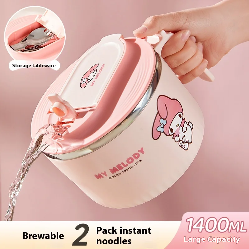

Sanrio Instant Noodle Bowl With Lid, Dormitory Cute Bento Bowl And Chopsticks Set, Large Portable Stainless Steel Instant Noodle