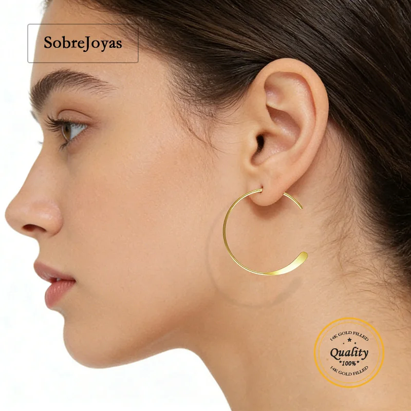 18/26mm Endless Hammered End Earwire 14K Gold Filled Earwire (0.64mm) Gold Ear Wire for Jewelry Making Handmde DIY Earrings