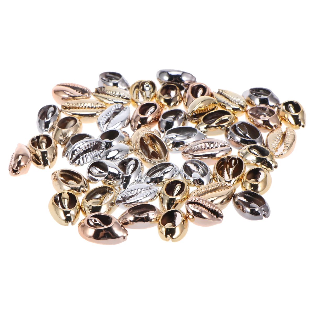 

50 pcs Electroplated Shell Beads Metal Pendant Cowrie Shells DIY Jewelry Accessories Bracelet Making Craft Home Decoration