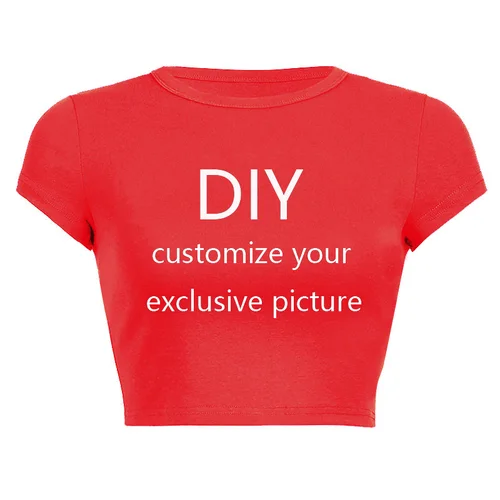 2025 nuevo verano de manga corta cuello redondo su exclusivo patrón de impresión DIY personalizar recortado ombligo mujeres Crop Tops camiseta de moda