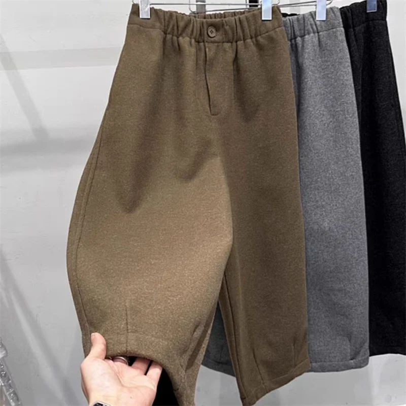 

Мужские шерстяные брюки большого размера на осень-зиму, повседневные, широкие, свободного кроя, удобные, спортивные, прямые, в стиле «труба»