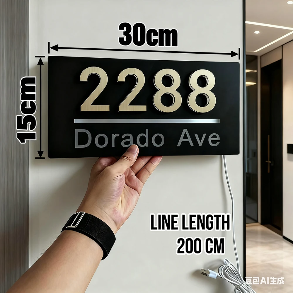 مخصص رقم المنزل علامة شخصية ضوء الخارجي LED ضوء البيت اللوحة ثلاثية الأبعاد القطع بالليزر الشارع اسم العائلة لافتة للباب هدية #4