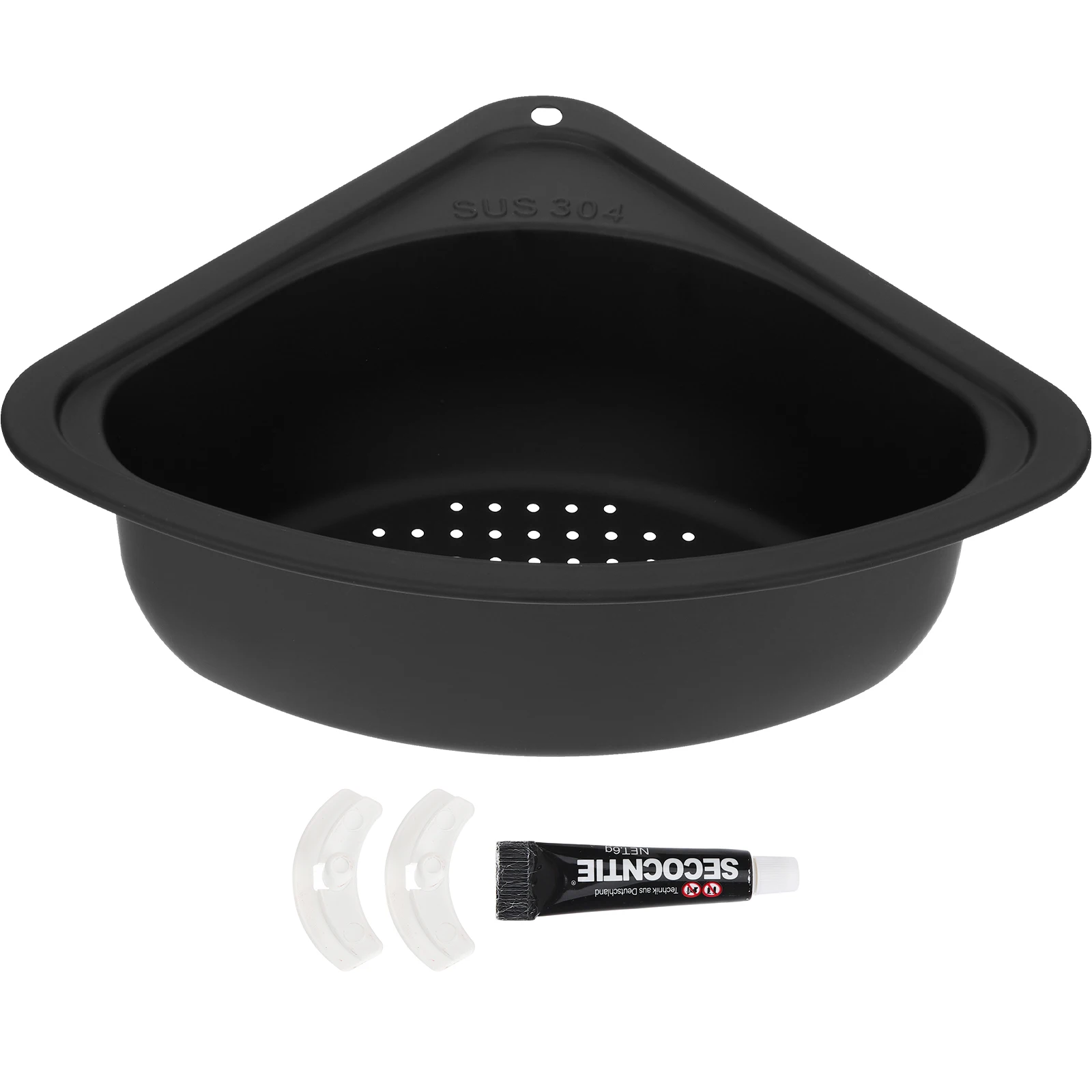 

Stainless Steel Drain Basket Sink Strainer Waste Filter Food Draining Caddy Triangular Durable Smooth Edge Fruit