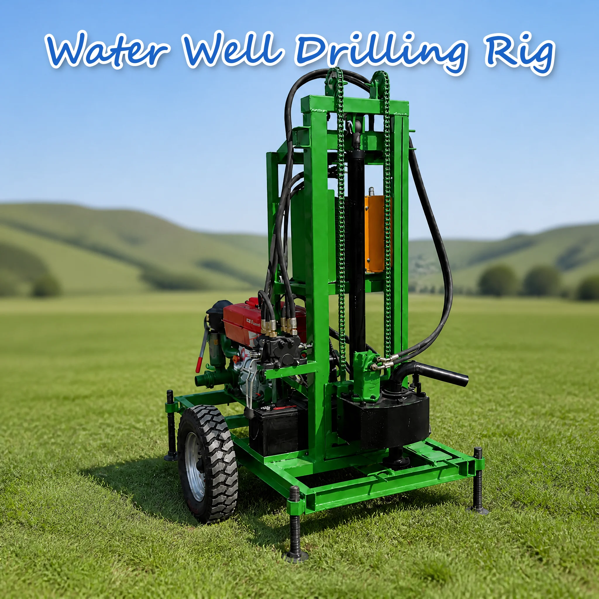 Customized Diesel Driven Full Hydraulic Water Well Drill Machine 22 to 35HP Small Build for Field Irrigation High Output Rate