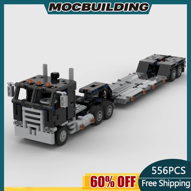 MOC Bouwstenen Kleinschalige Vrachtwagen En Lowboy Trailer Model DIY Gemonteerd Bricks Educatief Transport Speelgoed Geschenken 556PCS