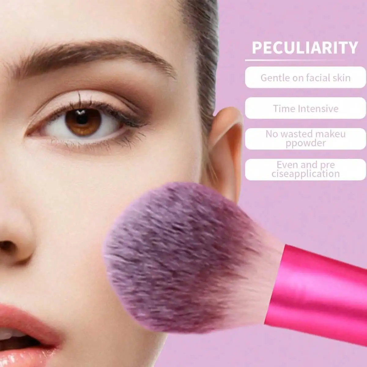 Make-up-Pinsel-Set, inklusive Puderpinsel, Rougepinsel, Textmarkerpinsel, Lidschattenpinsel, Wimpernpinsel, Eyeliner-Pinsel, abgewinkelt