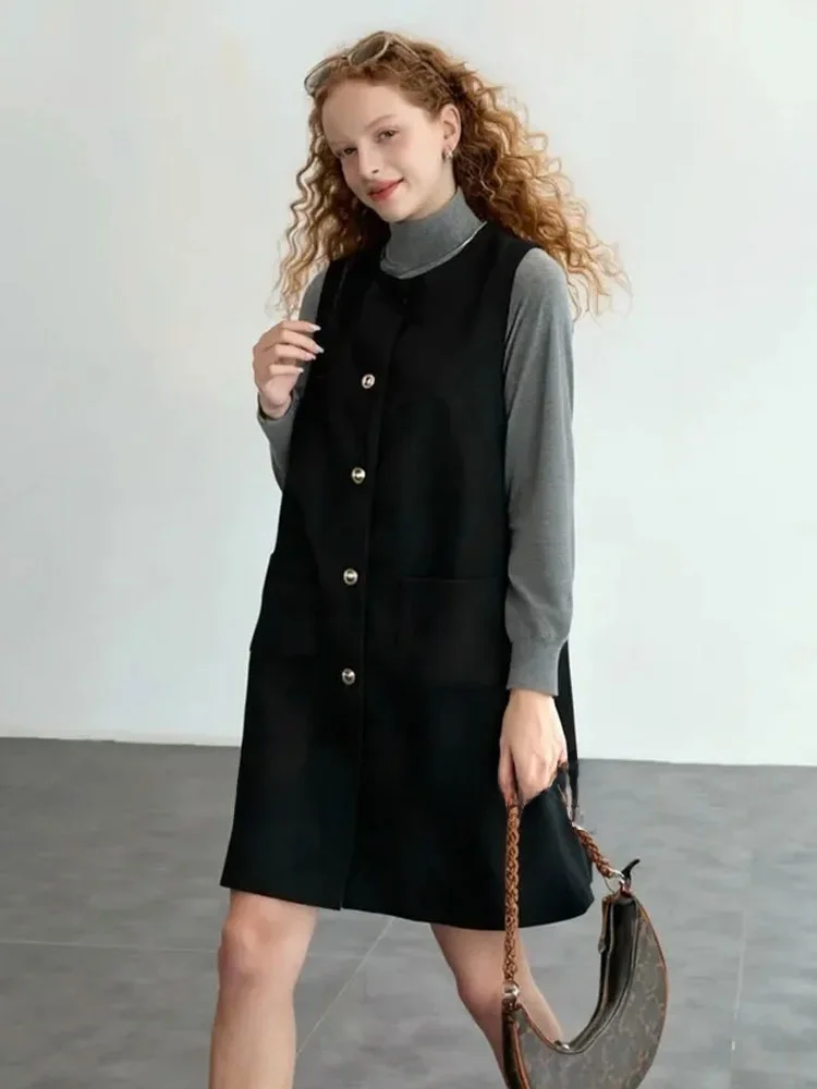 

Юбка миди Zhuo Chi Bla с круглым вырезом и пуговицами, мягкая, удобная, осенняя новинка, в стиле маленькой французской элегантности