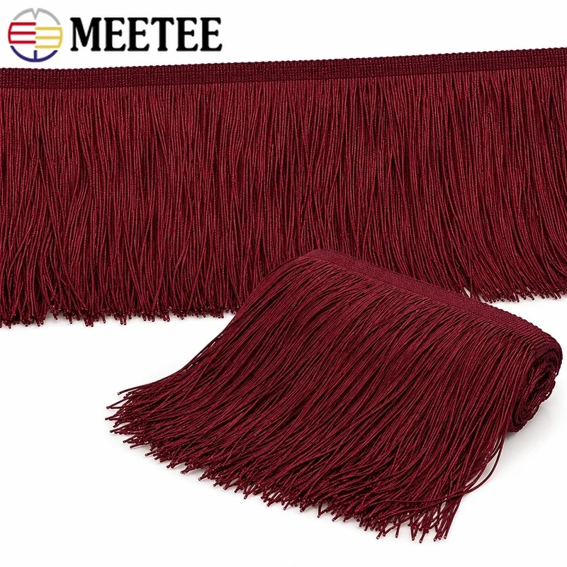 5/10Yards 10-30cm Red Tassel Fringe Trims Polyester Ribbon for Dance Dresses Curtains Costumes Garment Sewing Decoration DIY
