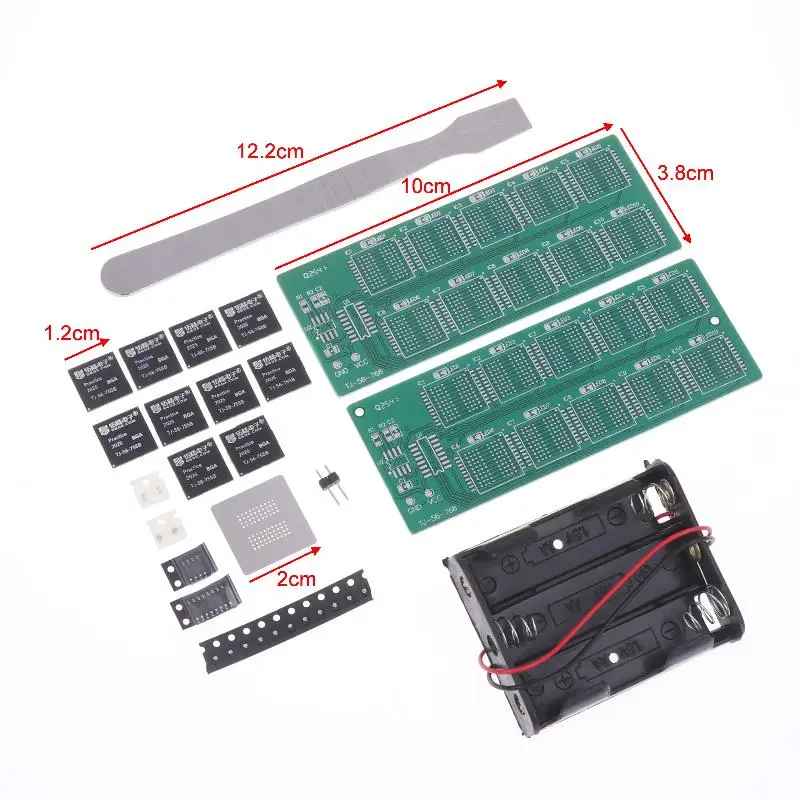 

Набор для отработки навыков пайки BGA-чипов: тренировочная плата с динамической подсветкой для обучения и практики пайки (свободные компоненты)