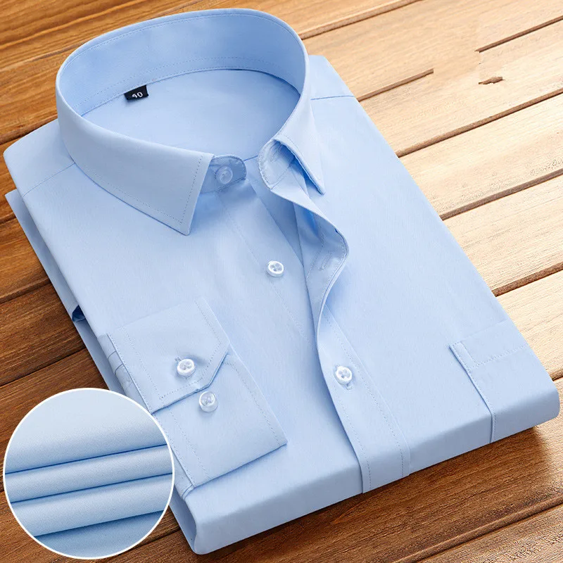 New Spring Autumn Square Collar Slim Fit Shirts Men Solid Color Long Sleeve Smart Casual Mens Blouse Single Breasted Shirt Man