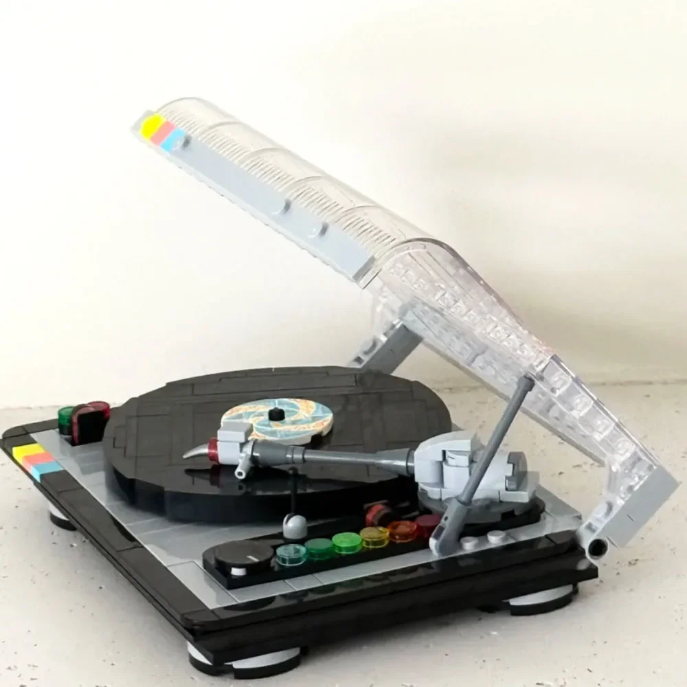 مجموعة مكعبات بناء مشغل تسجيلات الفينيل الرجعية المكونة من 310 قطع، لعبة ألغاز الموسيقى للبالغين والأطفال، هدية عيد ميلاد مبتكرة لمحبي الموسيقى