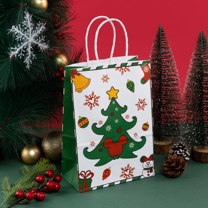 StoBag, Christmas Pattern, Kraft Paper Reusable Gift Bags, for kids Party supplies, Packing Presents, Goodies, Decor, 12/30pcs