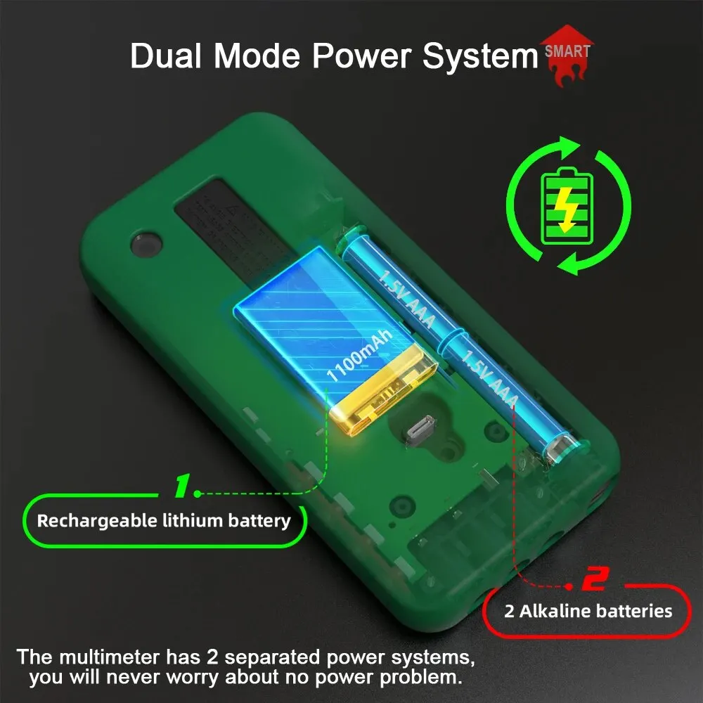 BSIDE Smart Digital Multimeter Infrared Temperature 15V Diode LED Tester True RMS 9999 DC AC Voltage Rechargeable Multiteter DMM