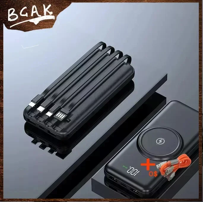 Hot New Style BCAK 50000 MAh Explosive Wireless Charging Treasure Comes with A Wired Mobile Power Bank As A Gift