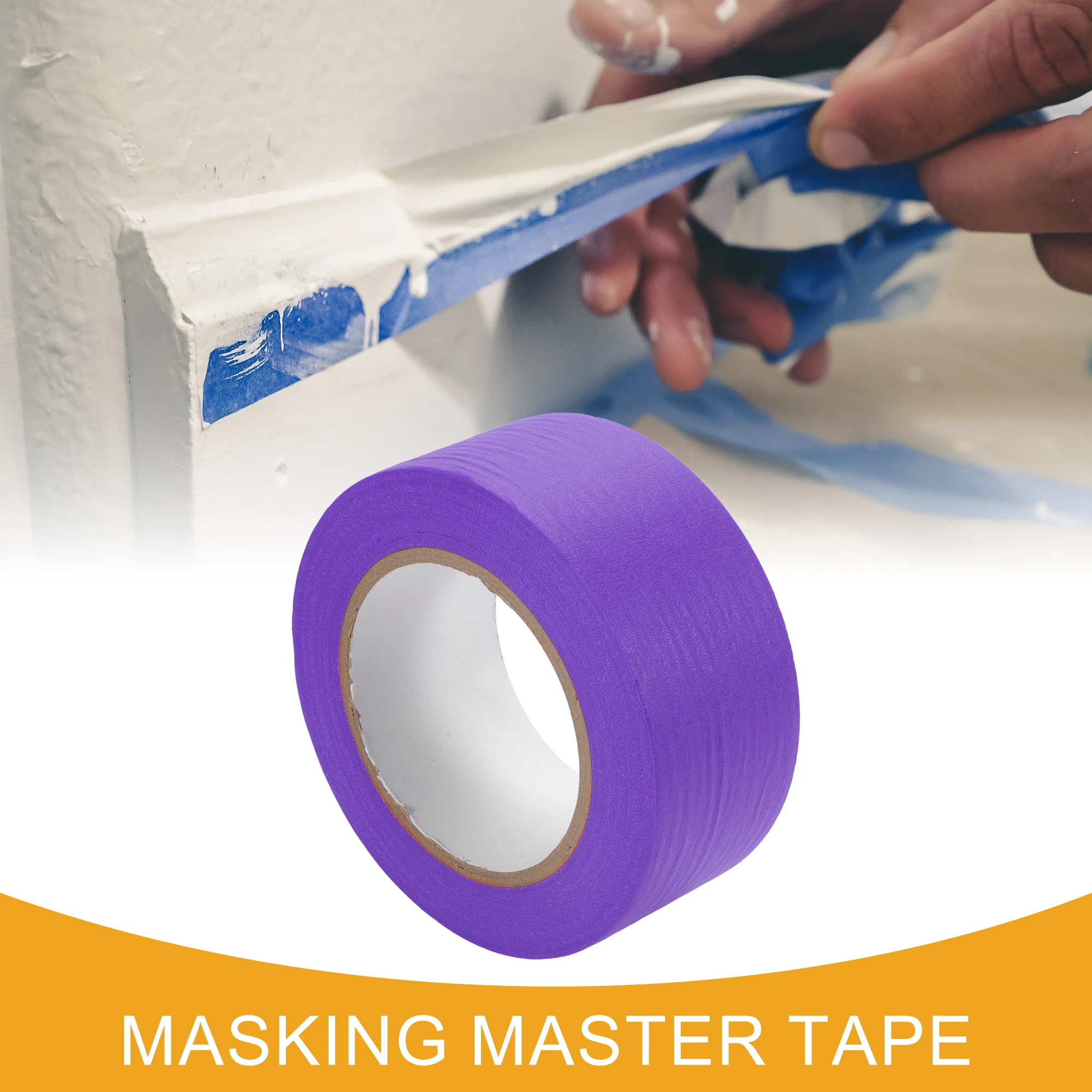 X Autohaux 1PC 5cm x 50cm Masking Tape Single Side Tape Adhesive Crepe Paper for DIY Car Surfaces Painting  No Residue 140um