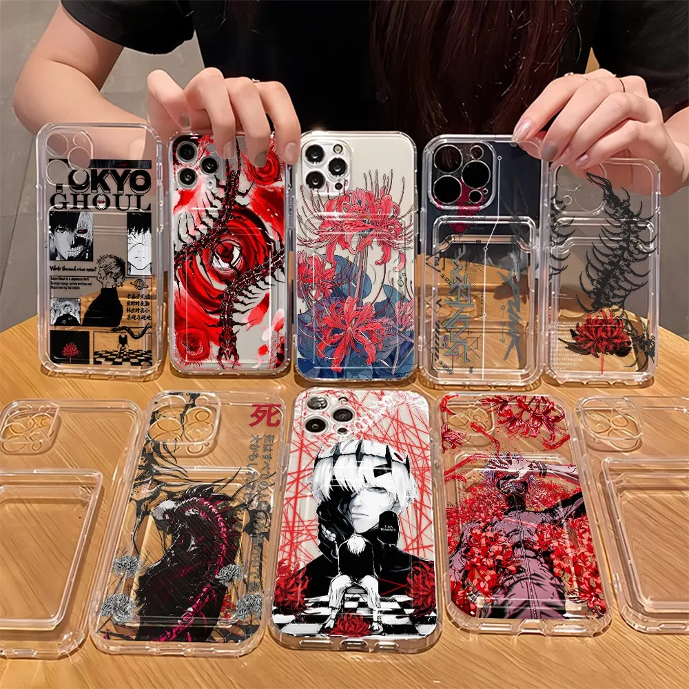Gothic Dark Red Spider Lily Card Hold Phone Case For Samsung Galaxy S26 S25 S24 S23 S22 S21 FE Edge Plus Ultra M33 M53 M54 5G
