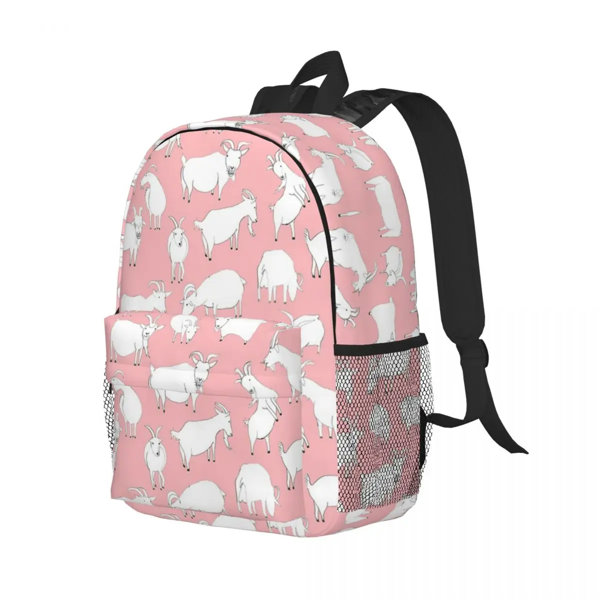 Goats Playing - Pink Backpacks Teenager Bookbag Casual Students School Bags Laptop Rucksack Shoulder Bag Large Capacity