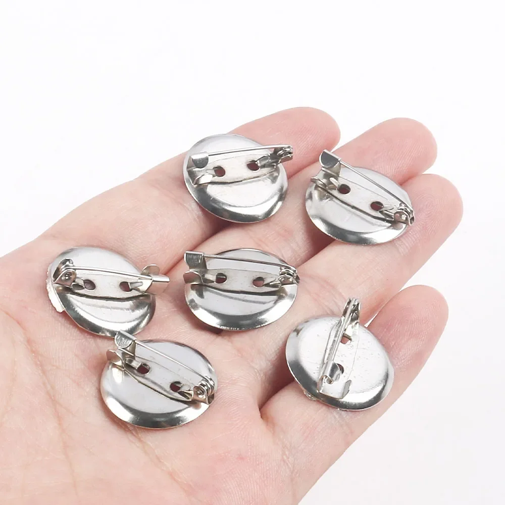 

15-35mm Round Brooch Base Back Bar Pins Findings Iron Jewelry Making Clip Safety Catch Findings Pin Back Brooch