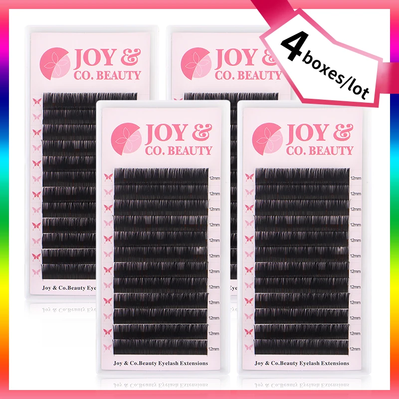 

4Case/Lot JoyCo Individual Eyelash 1 case 12rows Synthetic Mink Eyelash Extension Fake Eyelash Extension Soft Natural