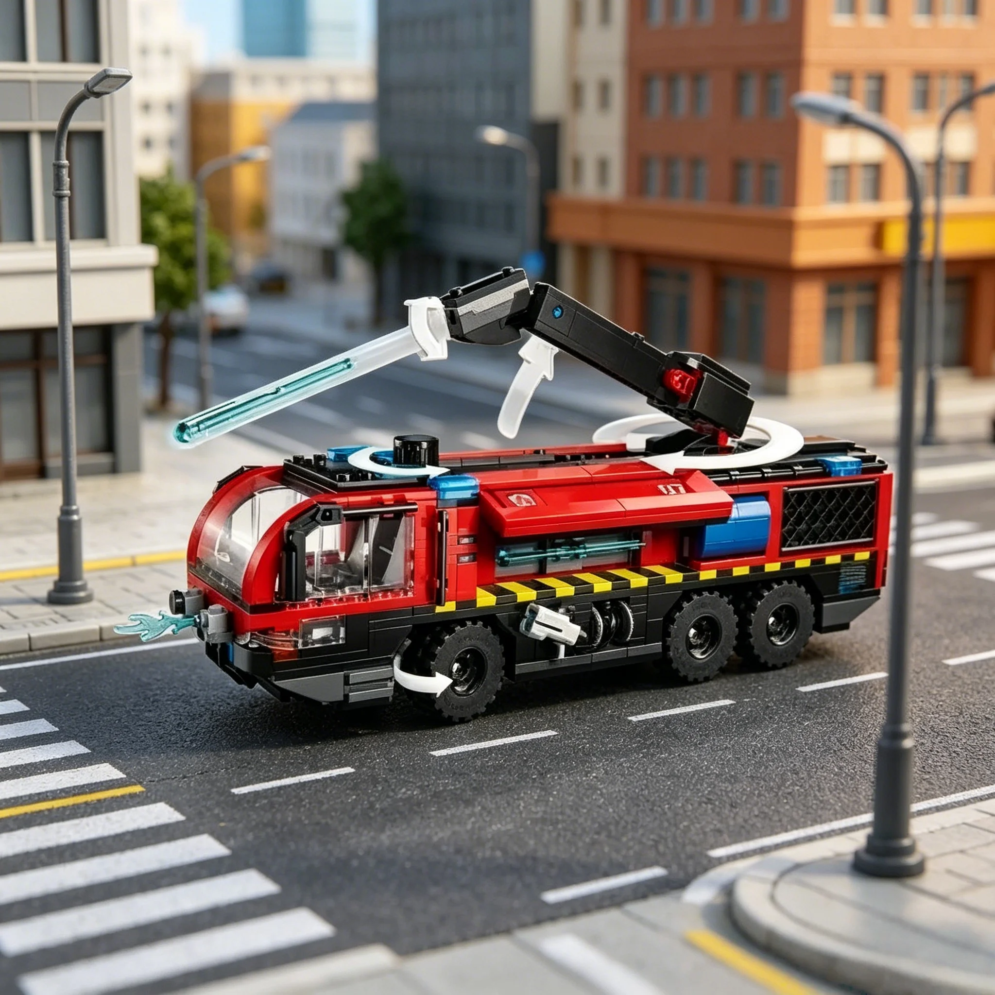 

Compatible with MOC brick set city series building blocks airport fire truck firefighter car toy assembly gift