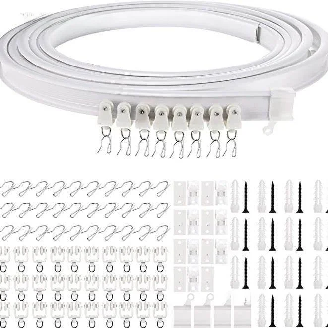

5 Meter Flexible Track Hook Set with Roller Installation Code Accessories Black White Sharp Hook Bend Track Home Curtain Acce...