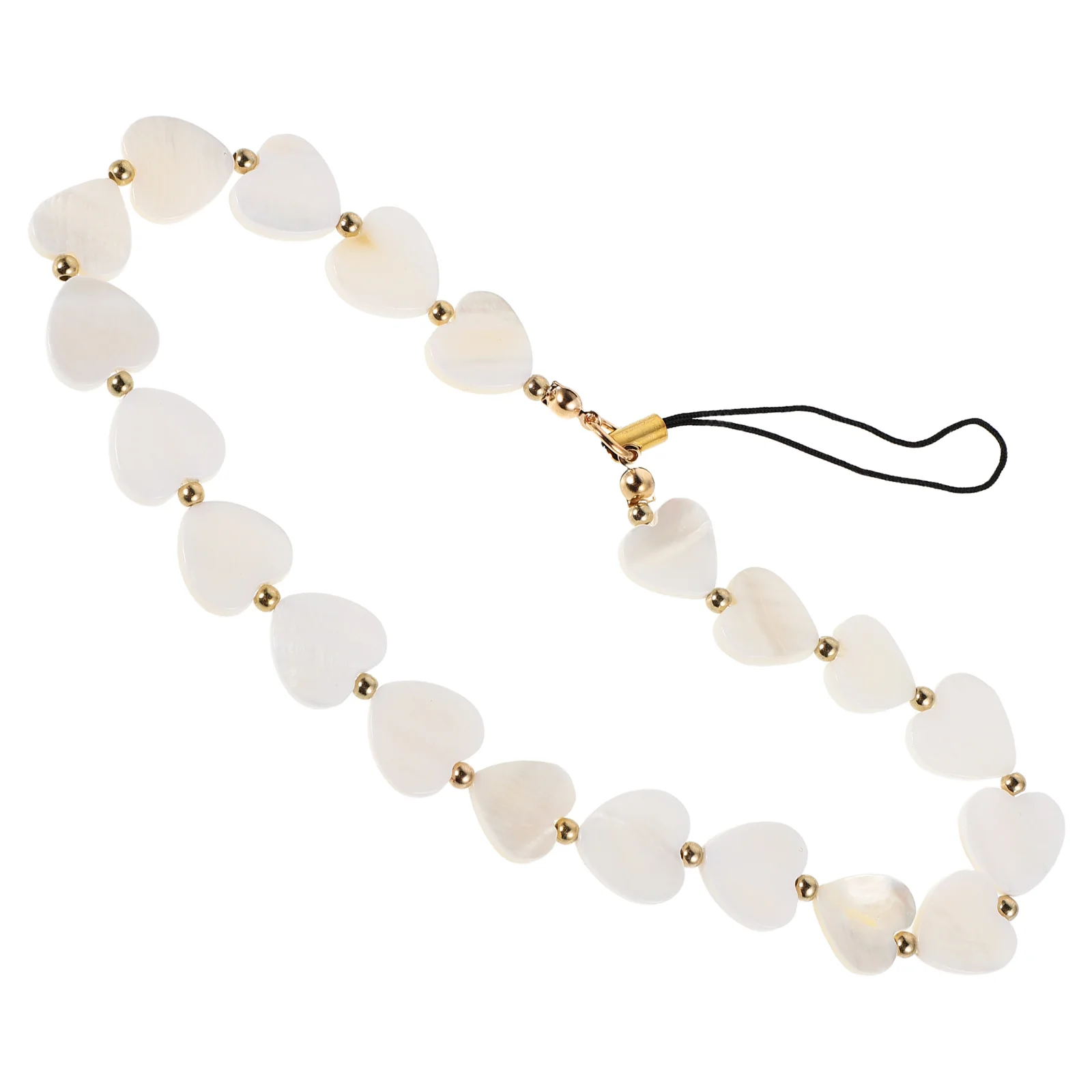 Cute Heart Beaded Phone Chain Keychain Faux Pearl Material Chain Versatile Mobile Pendant Suitable For Phone Case Accessories