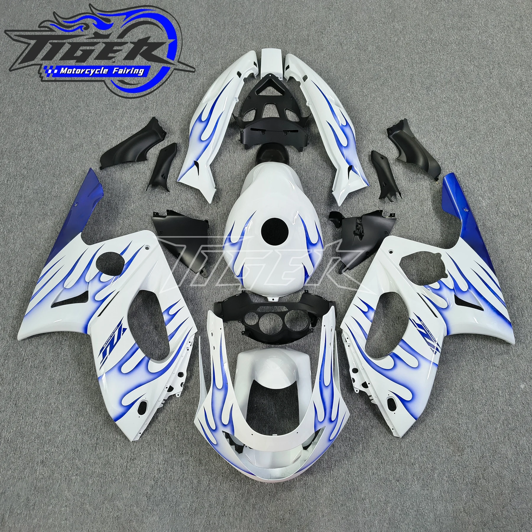 

Thundercat white blue flames Kit For YAMAHA YZF-600R YZF 600R YZF600R 1997 1998 1999 2000 2001 02 03 04 05 06 07 Fairing kit