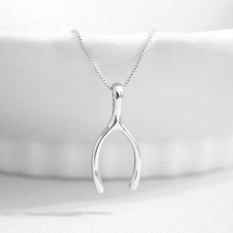 Huitan Lucky Break Wishbone Necklace for Women Simple Y Shaped Pendant Thanksgiving Day Gift Necklaces Statement Girls Jewelry