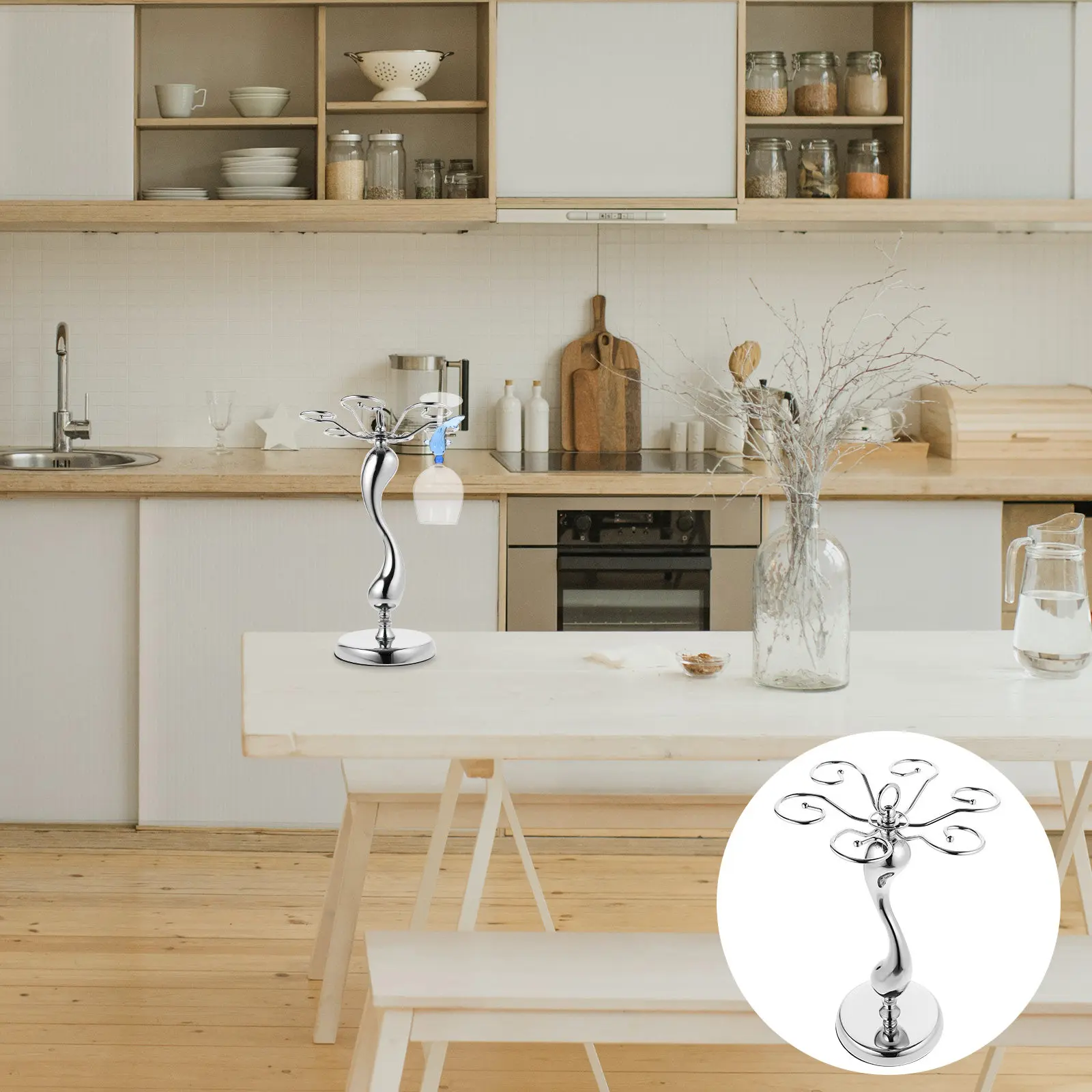 

1Pcs Wine Glass Shelf Creative Design Household Goblet Display Stand Kitchen Cabinet Organizer Silver Wine Glass Stand