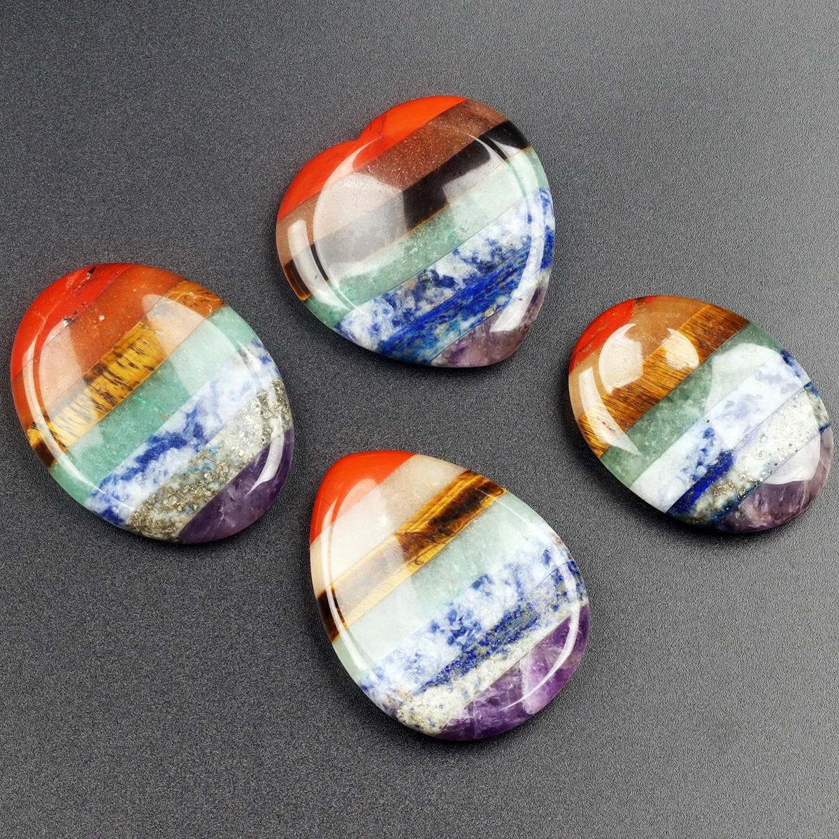 الجملة 7 ألوان شقرا تقلق حجر الجمشت روز Thumbstone جيب هدية التأمل البيضاوي كريستال حيوية طبيعية حجر النخيل #2