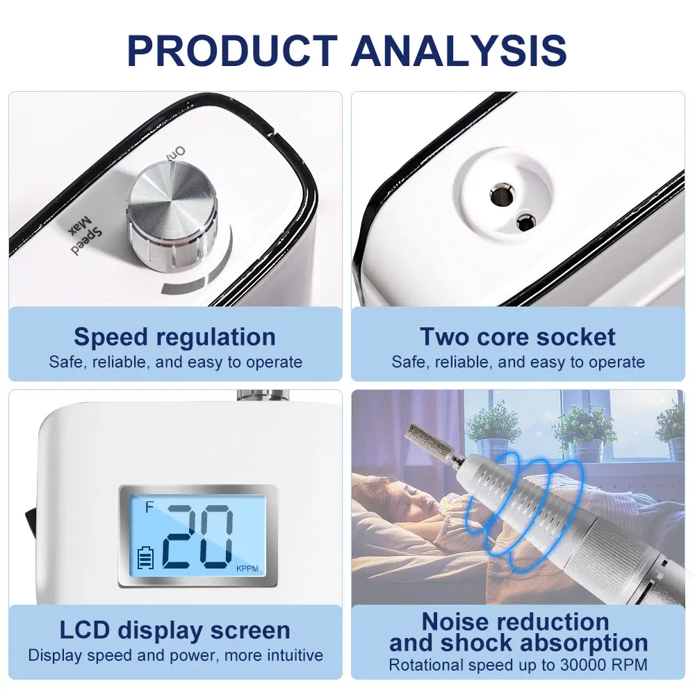 30000RPM Electric Nail Drill Rig levigatrice ricaricabile LCD HD Display Gel lucidatrice per unghie per salone di bellezza domestico