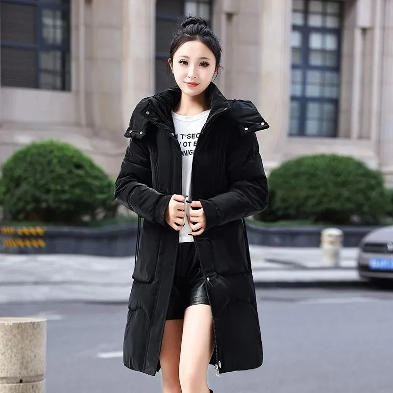 

Winter New Down Cotton Coat Women's Mid length Fashion Warm Purple Cotton Coat Korean Loose High end Cotton Coat