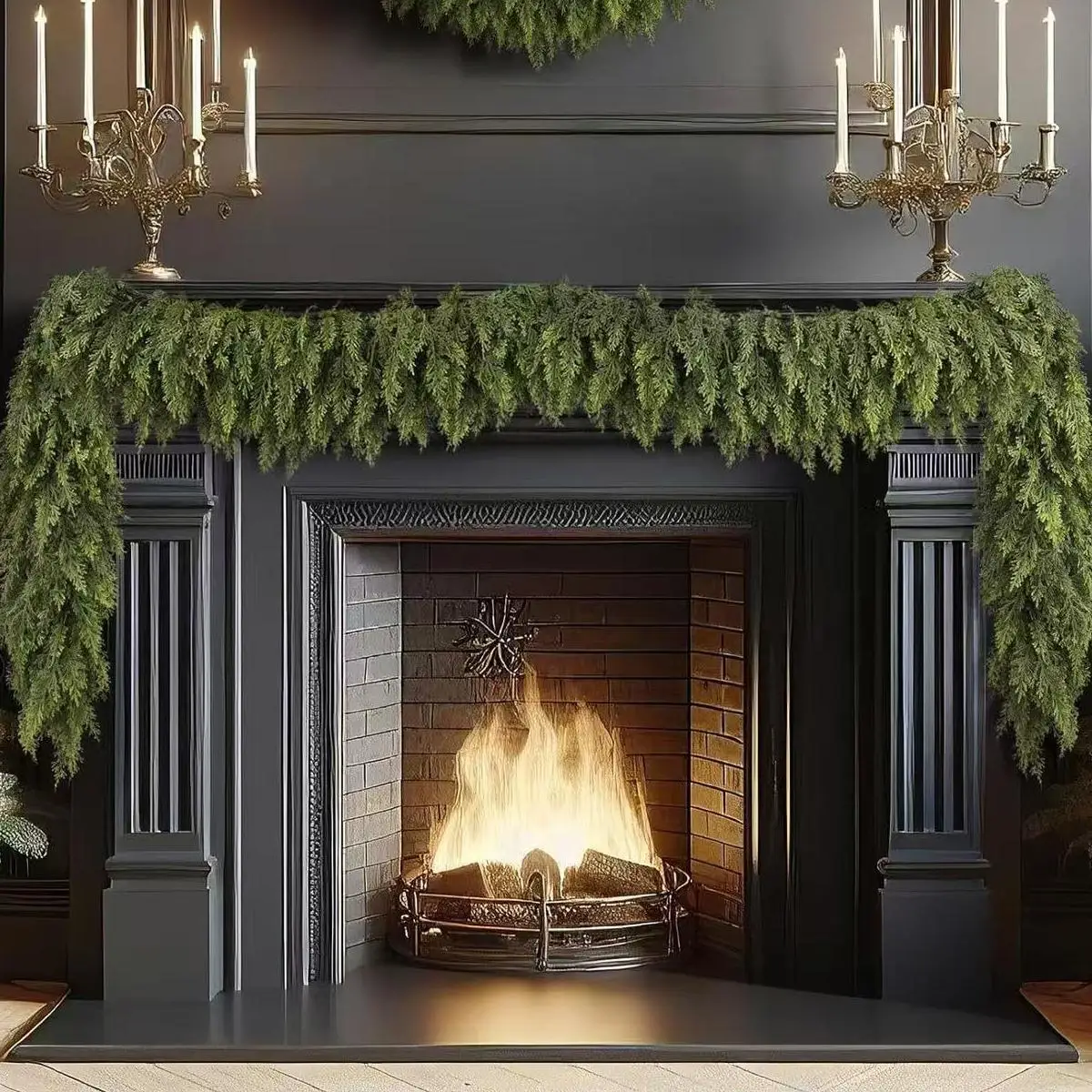 

Real Touch Artificial Christmas Garland,1 PCS 9 FT Faux Green Cedar Pine Needles Indoor/Outdoor Holiday Home Decorations