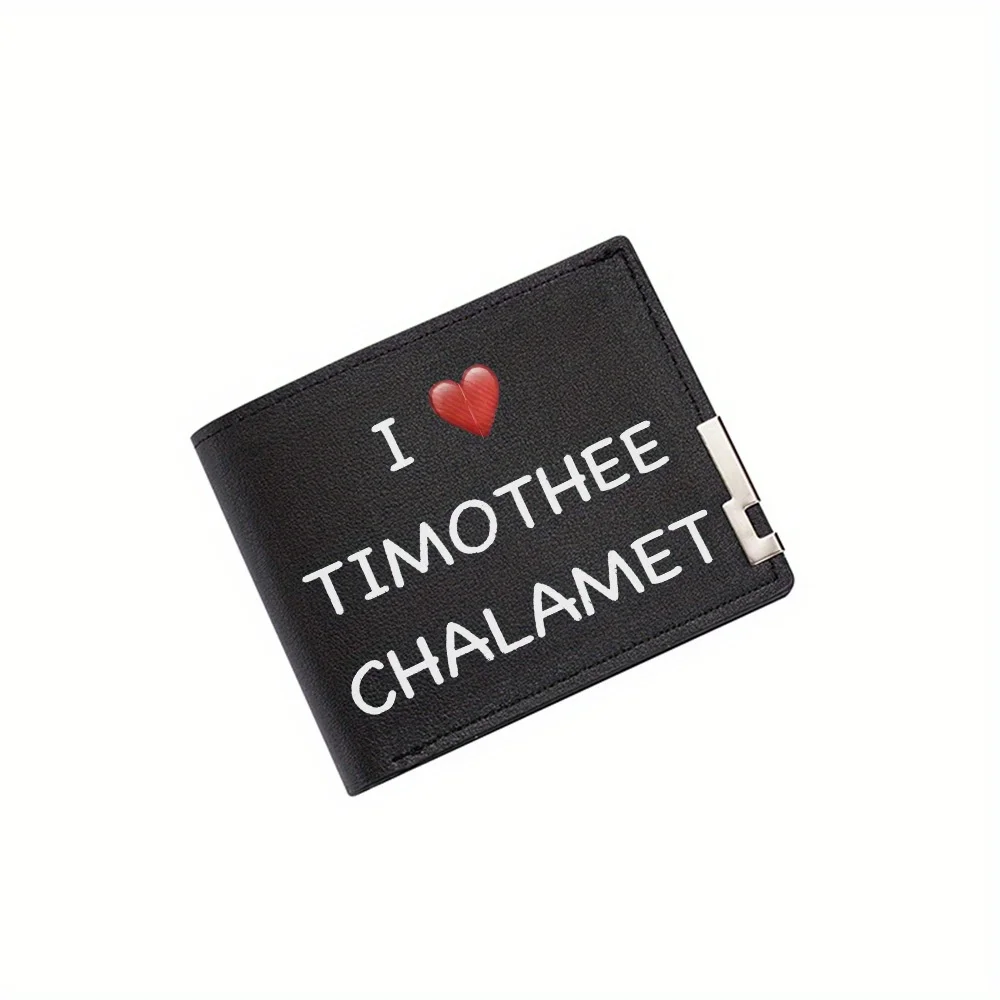 I love Timothee Chalamet heart Men's Wallet Printing Design Simple Modern Stylish Business Father's Boyfriend's Christmas Lover'