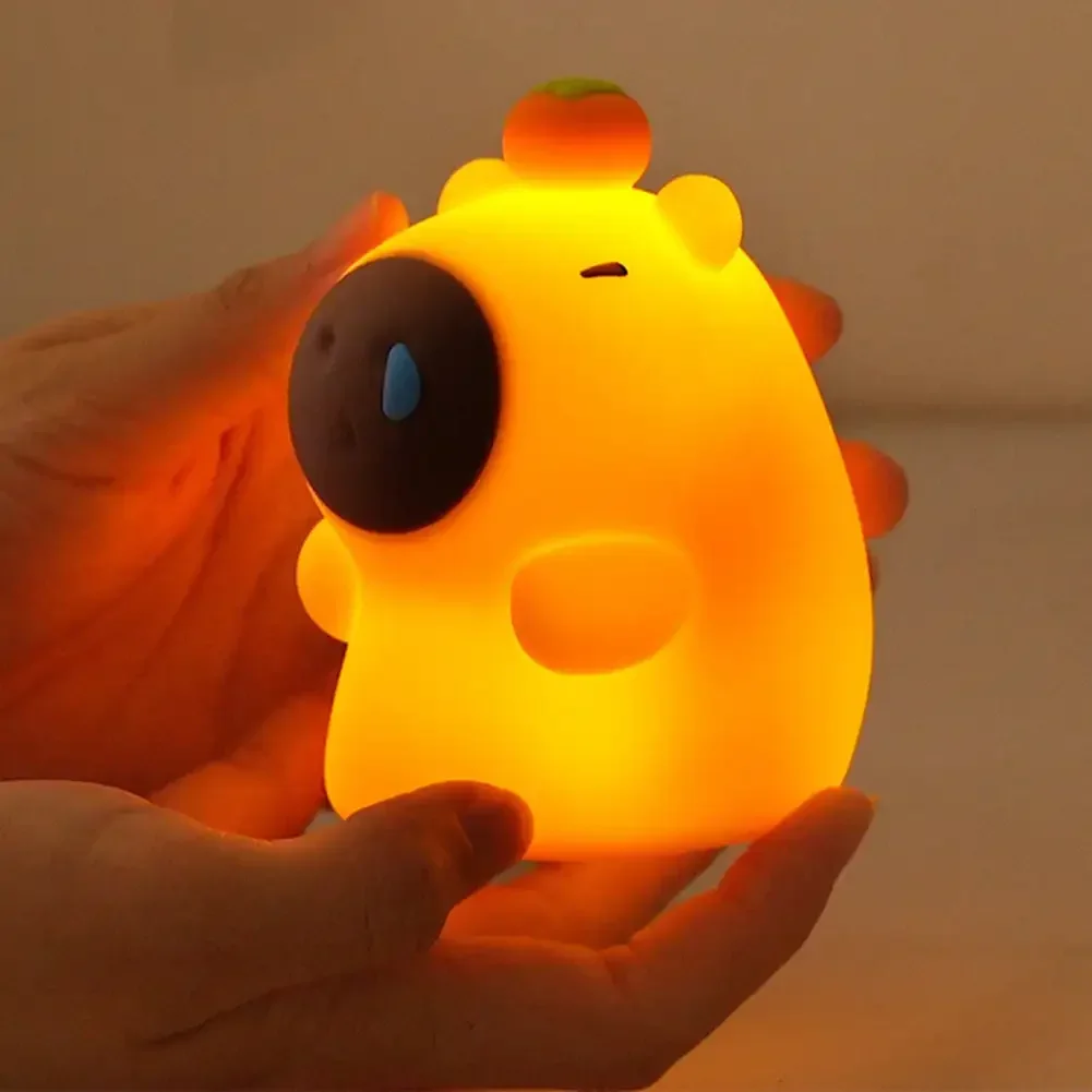 

Cute Capybara Night Light Silicone Nightlamp USB Rechargeable Timing Lamp Patting Touch Control Led Lamp for Bedroom Living Room