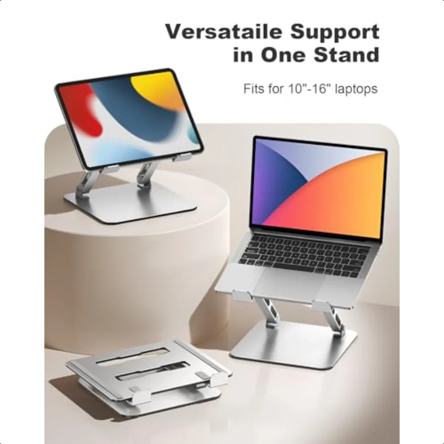 Suporte ergonômico para laptop, porta dualbar, altura ajustável, suporte riser para mesa, ventilado, computador portátil, notebook