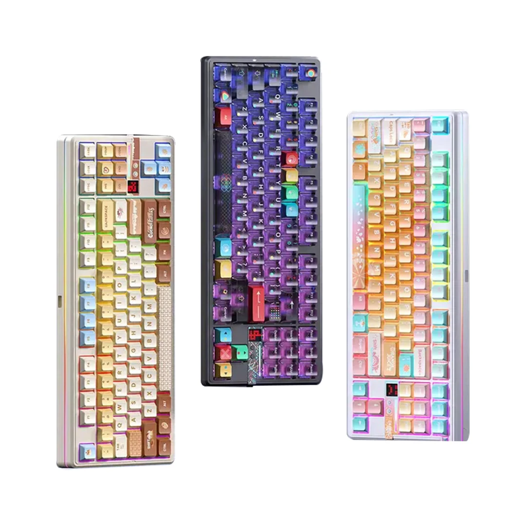 AULA F87 Pro V2 لوحة مفاتيح ميكانيكية لاسلكية 12000 مللي أمبير في الساعة عمر بطارية طويل لوحة مفاتيح رياضية إلكترونية ثلاثية الوضع قابلة للتبديل السريع RGB PC Gamer Gifts