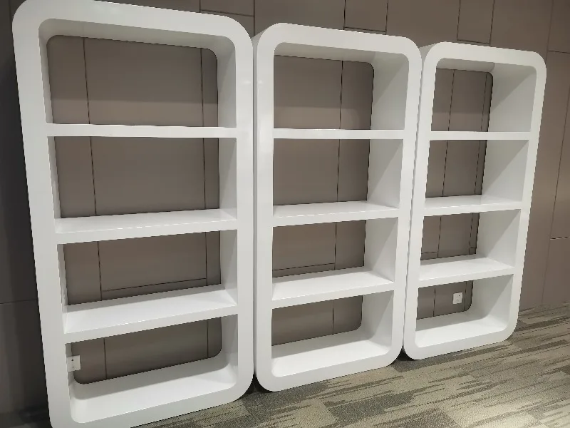 Modern Glossy White Painting Simple Small Bookshelf School Library
