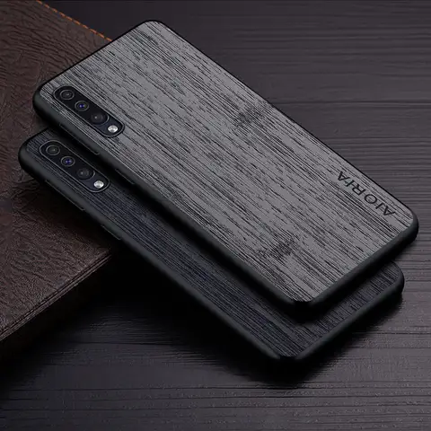 Funda para Samsung Galaxy A50 A70 A50S A30S A40 A10 funda de piel de cuero con patrón de madera de bambú funda de teléfono de lujo coque capa