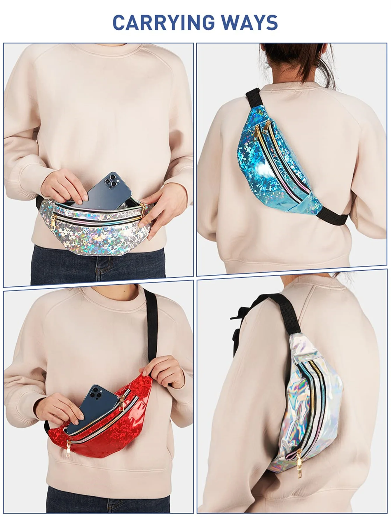 Laser Fanny Pack Belt Bag for Women Cross Body Fanny Packs for Women Crossbody Bags small Waist Bag Fashion Waist Pack Bum Bag