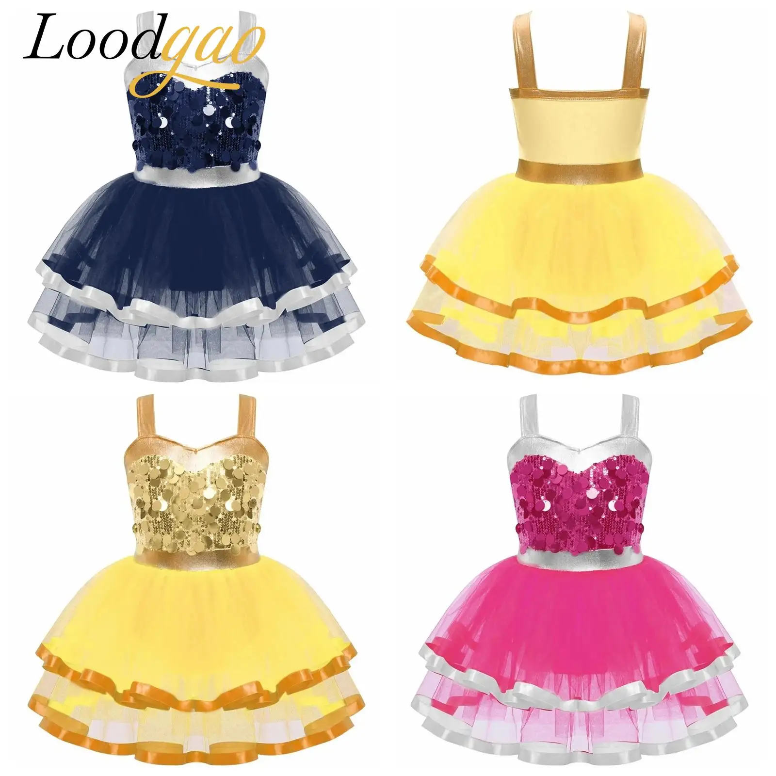 

Girls Princess Cosplay Costume Sparkling Sequins Party Gown Tutu Dress Festival Outfits Ballet Dance Holiday Christmas Dress