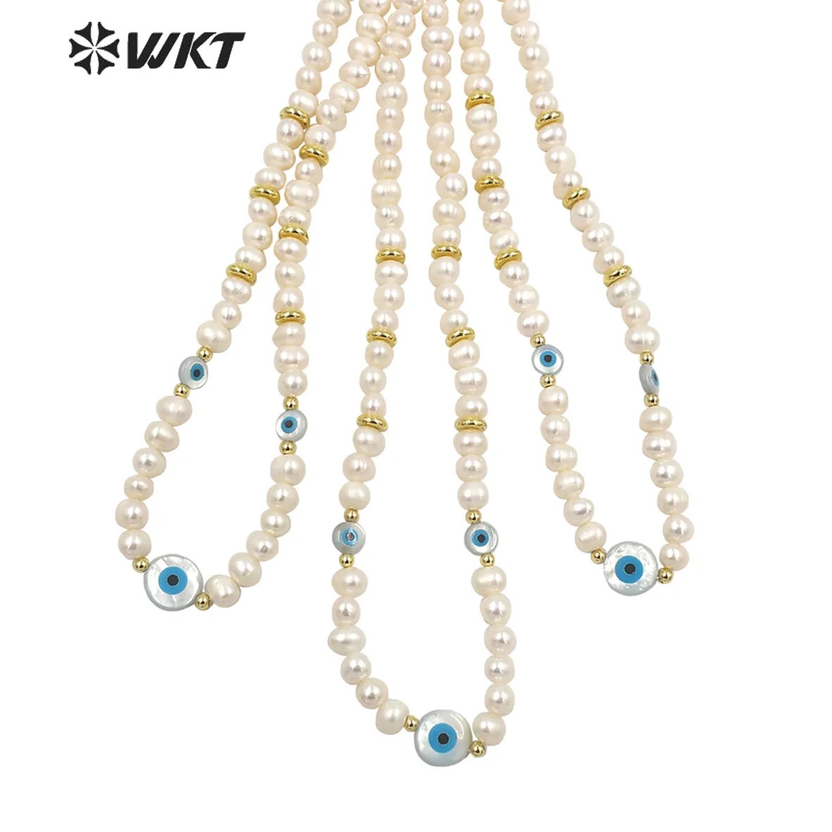 

WT-JN201 Europe Hot 16 inch long natural freshwater pearl strand necklace Gorgeous Women real pearl beads with shell eye charm