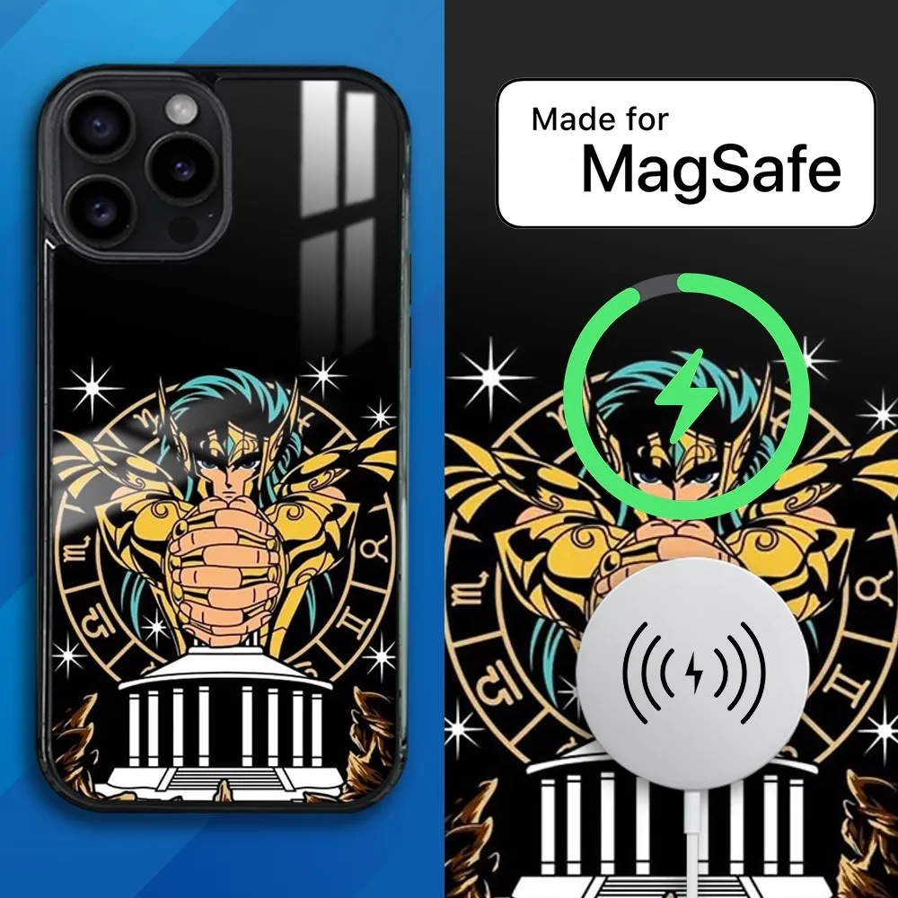 

Магнитный чехол для телефона S-Saint S-Seiya для iPhone 15, 14, 13, 12, 11 Pro Max Plus, мини-зеркальный беспроводной магнитный чехол Magsafe Case