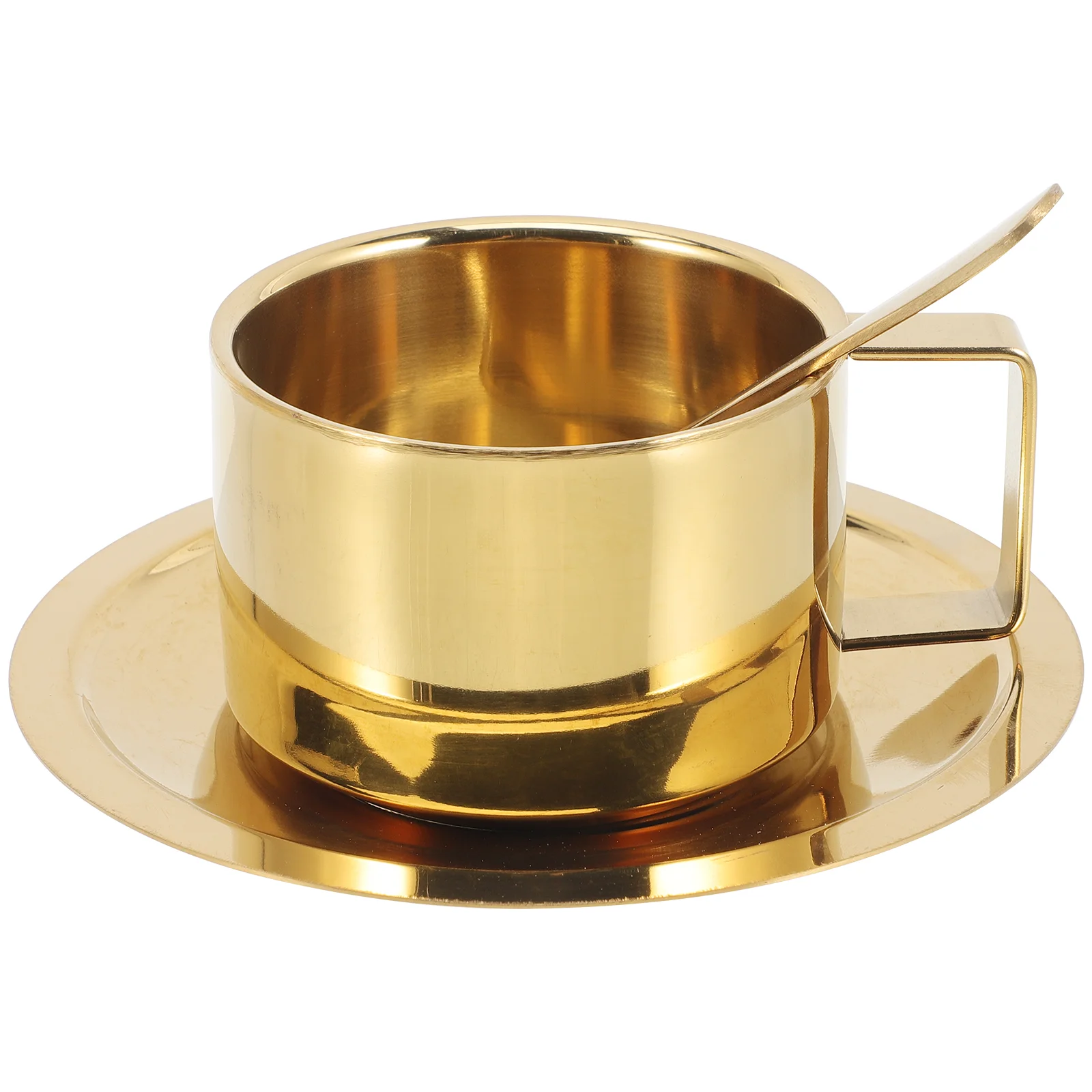 

Stainless Steel Coffee Mug Saucer Cup Multi-use Breakfast Sets Cereal Exquisite Cups Household Metal Portable