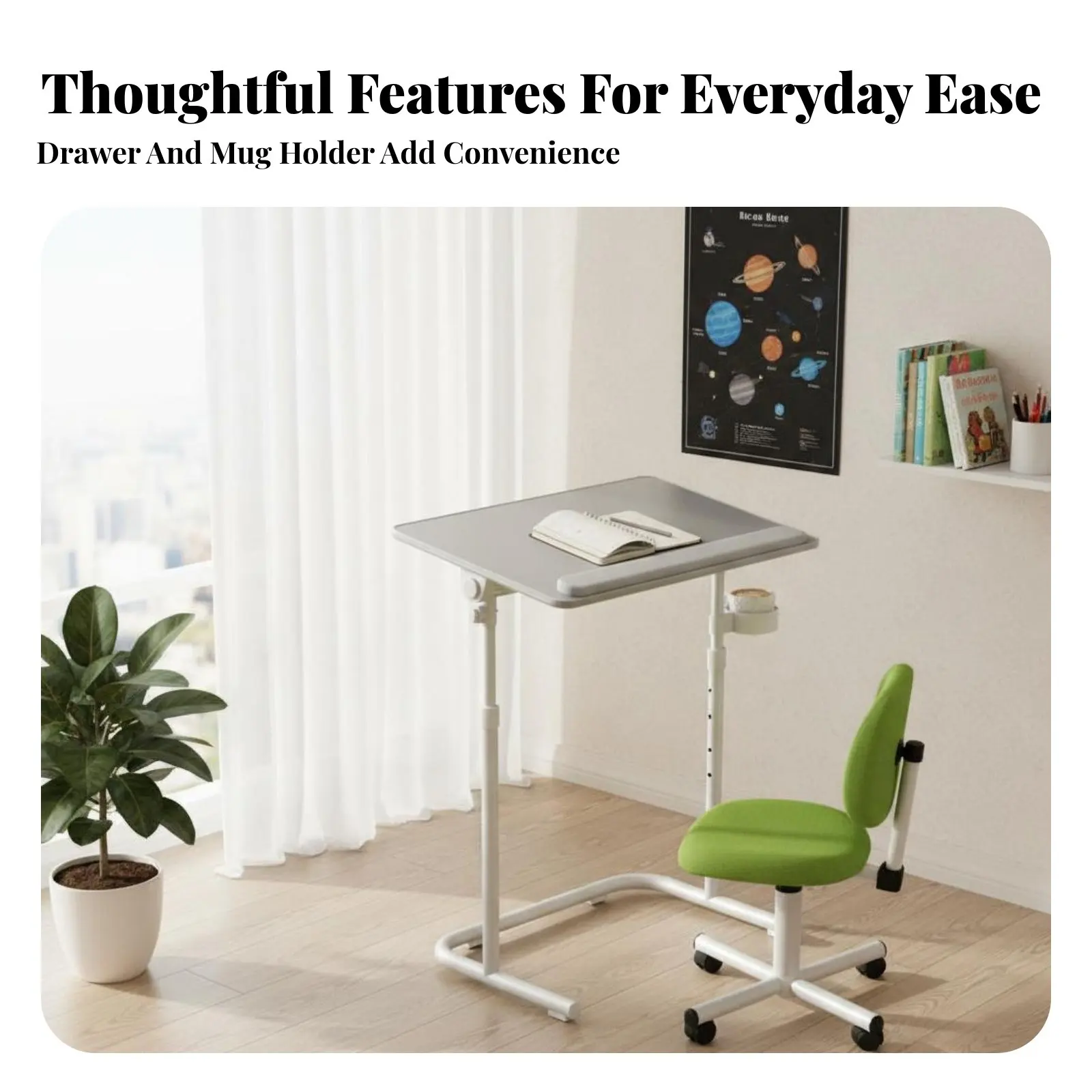 

Регулируемый C-образный стол для экономии пространства, портативный, легко собираемый, для детей, гостиной, балкона