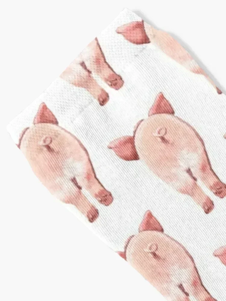 Pig Butt in Pink Socks New year's cartoon Stockings compression golf Male Socks Women's
