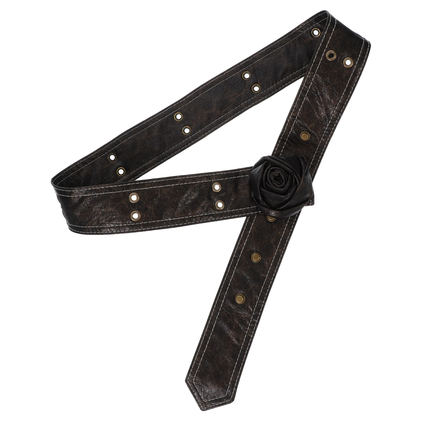 

Rose Flower Belt Women PU Wide Prom Dress Buckle Adjustable Length Durable Halloween Waist Belt Material Snap Design
